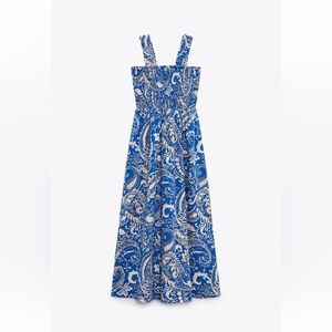 Zara Blue and Cream Paisley Maxi Dress